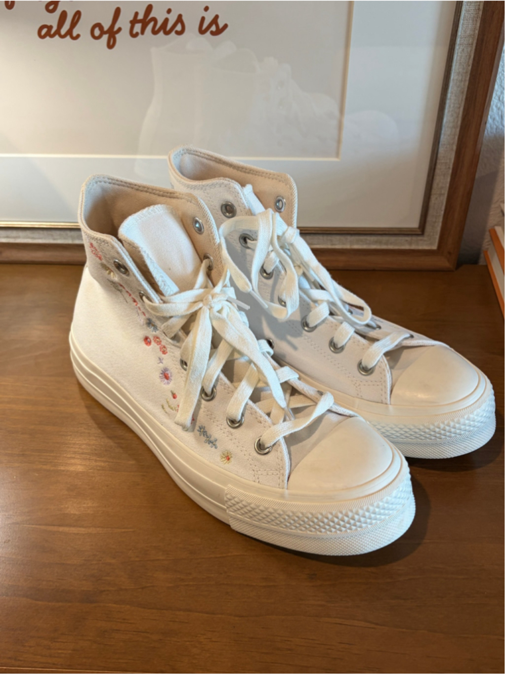 Converse Chuck Taylor Lift High Top Floral Embroidered Platform Women Size 9.5